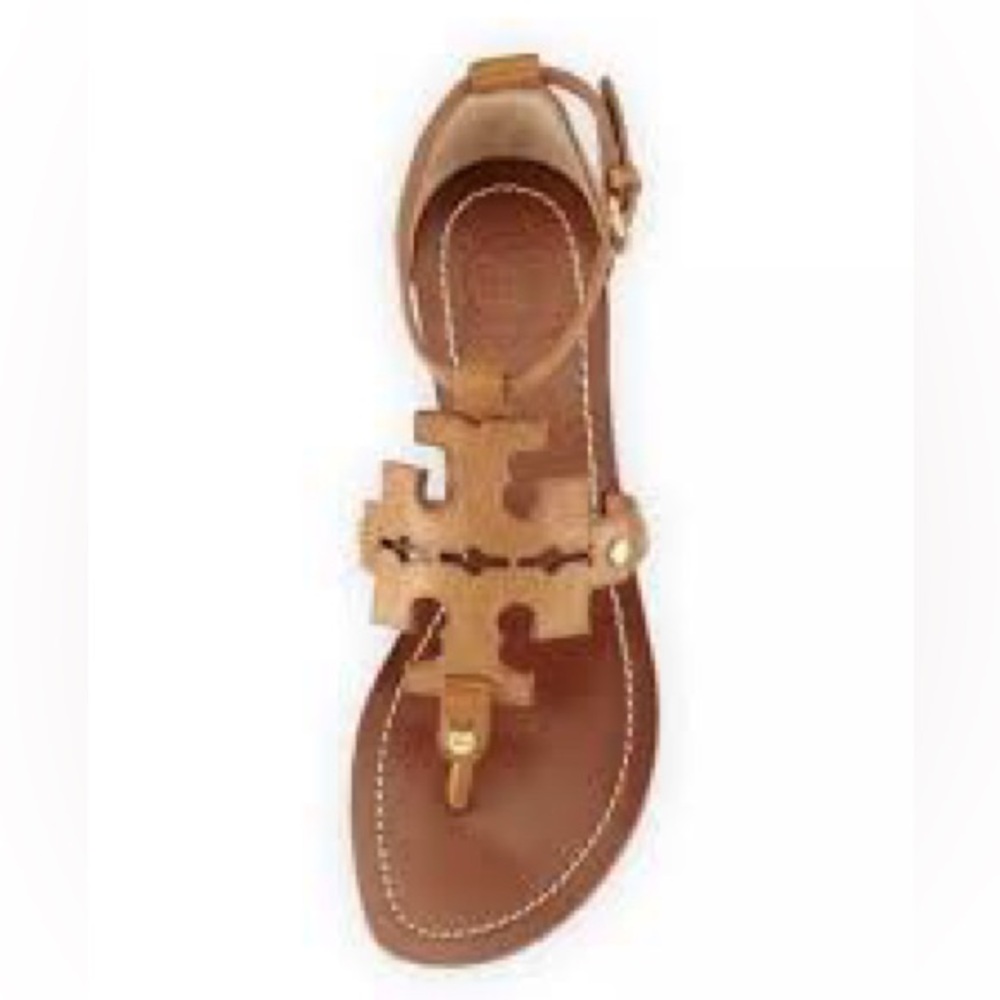 Tory Burch Phoebe Brown Leather Thong Sandals Sz 7.5